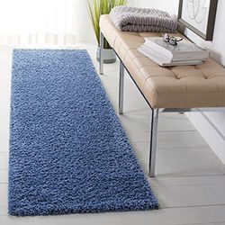 Safavieh Primo Shag Collection Tapis Shaggy à Poils Longs pour Salon, Salle à Manger, Chambre à Coucher Bleu 66 x 244 cm