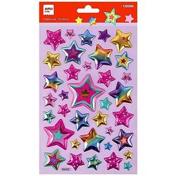 APLI Kids 19599 - Pegatinas Maxi Estrellas, 1 hoja con 37 stickers de adhesivo permanente. Ideales para Scrapbooking, decoración o DIY