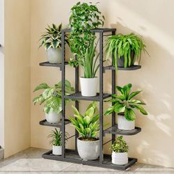Zstar Étagère d'angle à 5 étages en métal pour l'intérieur et l'extérieur - Gris foncé