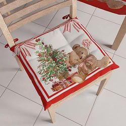 PETTI Artigiani Italiani - Cojines para Silla de Cocina de Navidad, Cojines de sillas de Navidad, Juego de 6 Piezas, Cojines para sillas navideñas de Microfibra con Cordones, 100% Made in Italy