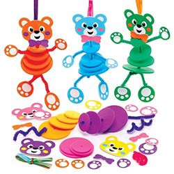 Baker Ross FE355 Teddy Bear Stacking Kits - Pack of 6, Foam Craft Activities for Kids to Assemble, Decorate and Display, Great as a Gift for Creative Children