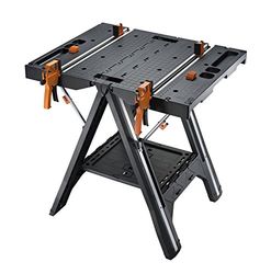 Worx WX051 Pegasus Multifunctionele Werktafel En Zaagbok, Met Snelklemmen En Houders, Zwart, 78,7 x 63,5 x 81,3 cm