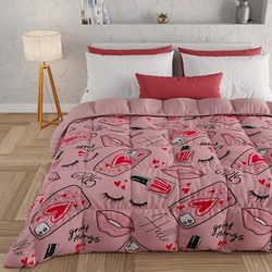 PETTI Artigiani Italiani - Quilt, Winter Duvet, Winter Quilt, Single Double Sided Quilt, Solid Colour and Digital Print, 100% Hypoallergenic Microfibre, Made in Italy