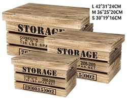 VEA SRL Cassetta Legno Storage Natural 3pz