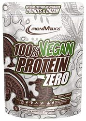 IronMaxx 100% Vegan Protein Zero - Poudre de Protéines Vegan avec 3 sources de Protéines - Goût Biscuits et crème - 1 x sac de 500 g