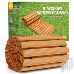 RELIANCER Allée de jardin en bois, allée droite en cèdre, allée de terrasse, allée décorative de jardin, allées de terrasse, allées de plage, routes en bois de plage, allées de fête de mariage (2,4 m)