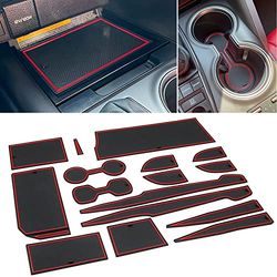 REMOCH for Toyota Camry Accessories 2018 2019 2020 2021 2022 2023 2024 Custom Cup Holder Insert, Center Console Liner Organizer Door Pocket Mats Pad (Red Trim) - 16 Pcs Set