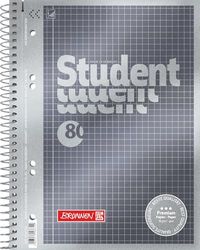 Bloc-notes 1067174 Brunnen Duo de qualité supérieure - Couverture raffinée avec effet métallique - Linéature 27 + 28,90 g/m² - 40 feuilles lignées - 40 feuilles à carreaux A carreaux a5