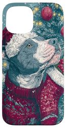 Pitbull Dog Christmas Art with Ornament Case for iPhone 15