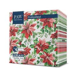PAW Serviette de Table - Airlaid (40 x 40 cm) I Lot de 50 I Noël, Hiver, Vacances, Poinsettia I Décoration de Table Idéale pour Noël I Structure en Tissu I Color: Glory Poinsettia