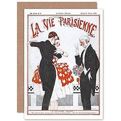Artery8 La Vie Parisienne Old Age Couple Dancing Magazine Cover Sealed Greeting Card Plus Envelope Blank inside