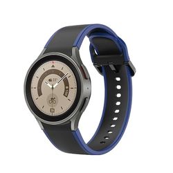 System-S Correa de silicona de 20 mm para Samsung Galaxy Watch 5 4, color azul y negro, Azul y negro., Eine Grösse