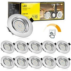 Bojim LED Inbouwspots Dimbaar 230V, 10x LED Spot GU10 zonder dimmer, 6W Warmwit 2700K Draaibaar Inbouwverlichting 600LM met 82RA, Ronde LED Inbouwspot 68mm, IP20 Plafondspot 120° Stralingshoek.