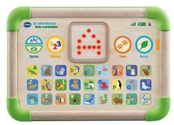VTech Baby interactive wooden learning tablet - Eco-friendly children's tablet made of FSC® certified wood - Luminous touch surface and various game modes - For children aged 1-4 years, 30.4x24.3 cm
