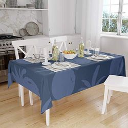 Bonamaison, Anti-moisissure, Séchage Rapide, Résistant aux Taches, Lavable en Machine, 100% Polyester Nappe de Table, Bleu, 140 x 160 Cm - Conçu et Fabriqué en Turquie