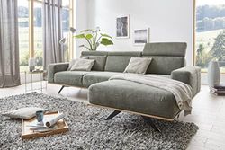 DOMO. Collection Hoekbank Lucera, functionele sofa in L-vorm, hoekbank, 259x169 cm, gestoffeerde hoek met houten frame in donkergroen