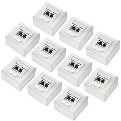 deleyCON 10x CAT6a Universele Netwerkdoos - 2x RJ45-Poort - Afgeschermd - Opbouw of Inbouw - 10 Gigabit Ethernet-Netwerk - EIA/TIA 568A&B - Wit