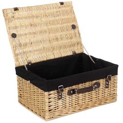 Red Hamper 51cm Buff Picnic Wicker Basket with Black Lining