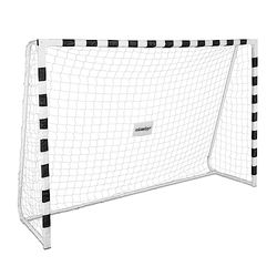 Relaxdays voetbaldoel xl, tuin, kinderen & volwassenen, groot, HBD 200x300x90 cm, stevig, metalen voetbalgoal, wit/zwart