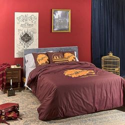 BELUM | Harry Potter Duvet Cover, 100% Cotton Duvet Cover with Buttons Gryffindor Values Model for 90 cm Bed (155 x 220 cm)