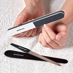 Manicare Lot de 2 limes à ongles saphir avec pochette et polissoir à ongles à 3 voies, pour façonner et coiffer les ongles, enlève les rides, brillance instantanée, manucure professionnelle ou à la