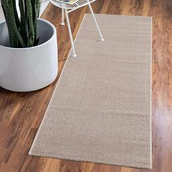 carpet city Tappeto tinta unita beige corridoio – piccolo passatoia 80 x 150 cm – motivo a strisce alte profondità effetto 3D – Tappeto a pelo corto moderno – Decorazione Home & Living