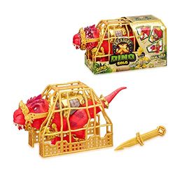 TREASURE X - TX Dino Dissection, un disosaurio T-Rex Rojo de 15 cm para diseccionar, en una Jaula con un muñeco y Accesorios, con una Sorpresa en el Interior, 8 Tesoros Diferentes, Famosa (TRR45000)