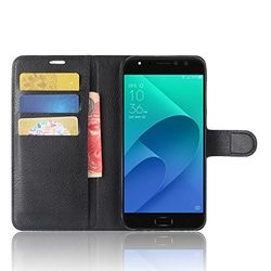 Funda para ASUS ZenFone 4 Selfie Pro ZD552KL Faux Cuero Billetera con Stand Función Carcasa para ASUS ZenFone 4 Selfie Pro ZD552KL (Negro)