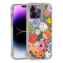 Rifle Paper Co. iPhone 14 Pro Max fodral [kompatibel med MagSafe] [10 fot fallskydd] sött iPhone-fodral 6,7 tum med blommönster, anti-repor teknik, stöttåligt material, slim fit – trädgårdsfest rodnad