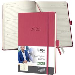 SIGEL C2570 Conceptum Weekly Planner 2025, Approx. A5, red, hardcover, 2 Pages = 1 Week, 192 Pages