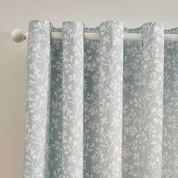 Catherine Lansfield Brooke Floral Lot de 2 Rideaux doublés à œillets Bleu Canard 228 x 228 cm