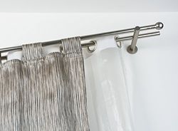 InCasa Curtain Double Pole: 20 mm Without Rings, Length 280 cm, with Tappo Chic Satin Steel-Complete, Stainless, Grey