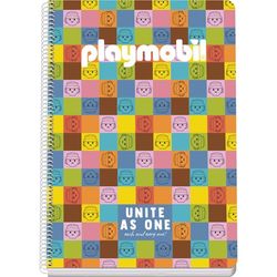 DOHE - Cuaderno A4+ Cuadriculado - 80 Hojas Grosor 90 gr/m², Tamaño 21x31 cm, Tapa de Cartulina Rígida, Cierre Anillas, Cuadrícula 4 mm, Material Escolar - Playmobil Unite As One