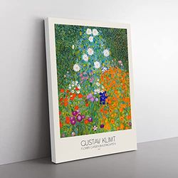 Flower Garden By Gustav Klimt Classic Painting Canvas Wall Art Print Ready to Hang, Framed Picture for Living Room Bedroom Home Office Décor, 50x35 cm (20x14 Inch)