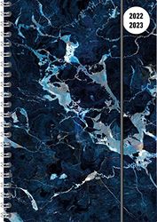 Collegetimer Blue Marble 2022/2023 - Student Calendar A5 (15 x 21 cm) - Marble - Ring Binding - Weekly - 224 Pages - Diary - Alpha Edition (College Timer A5 Ring Binder)