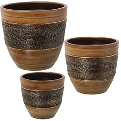 DRW Set di 3 vasi in Ceramica 30 x 28 cm, 26 x 24 cm e 21 x 19 cm, Multicolore, estandar