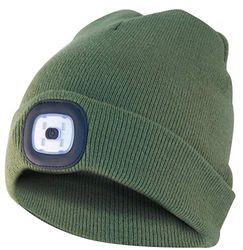 Velamp CAP05 Lighthouse Bonnet à LED rechargeable par USB, lumineux 100 lumen, taille unique, lavable, pour le sport et le travail, Vert militaire