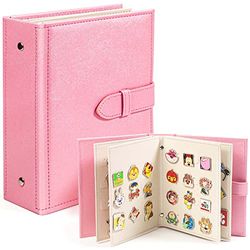 Disney Pin Display Book - Portable Trading Book, 42 Pin Capacity, Leather Holder, Fits Rubber Back, Pink