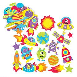 Baker Ross Set Educativo e Creativo con Adesivi a Tema Sistema Solare per Bambini, per Decorare e Adornare Creazioni Ispirate Allo Spazio (Confezione da 120 pezzi)