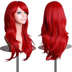 EmaxDesign Wigs - Parrucca da 70 cm / 28", anche per Cosplay, lunga, folta, con riccioli ampi, fibra resistente alle alte temperature, Accessorio di pregio dotato di pettinino e retina