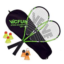 Victor Speed-Badminton 100 Set Premium- 2 badmintonrackets, 3 ballen en een hoogwaardige badmintontas, zwart/groen