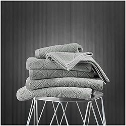GC GAVENO CAVAILIA Luxury Egyptian Cotton 2 Pack Super Soft 600 GSM Geo Triangle Absorbent Bath Towel, Grey, 70x120 Cm