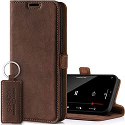 SURAZO Leather Wallet Mobile Phone Case Compatible with Samsung S22 Ultra - Flip & Fold Smartphone Case with Stand, RFID Blocker, Magnet Closure, 3 Slots for Bank Cards - Handcrafted European Leather