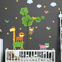 Muursticker kinderen decoratie babykamer muursticker kinderkamer muursticker saltimbanken bosdieren muursticker H60 x 90 cm
