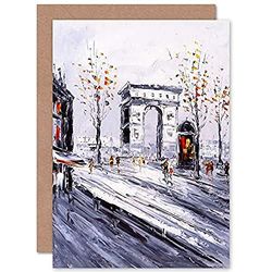 Wee Blue Coo Parisian Cityscape Painting Greeting Card With Envelope Inside Premium Quality
