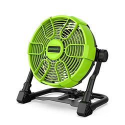 Greenworks G24FAN Hybride Accu Ventilator met Ophanghaak, 25,4 cm Ventilatordiameter, 2600 tpm, 5 Snelheidsinstellingen, 360° Roterende Kop, AC Compatibel, ZONDER 24V Accu & Oplader, 3 Jaar Garantie