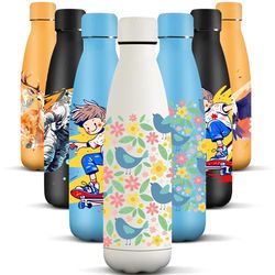 HoneyHolly 500 ml BPA-fri vattenflaska, termisk flaska, dubbelväggig, vattenflaska, läckagesäker, 18/8 rostfritt stål, vattenflaska för sport, skola, yoga