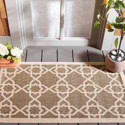 Safavieh Courtyard Collection CY6062-216 tapijt, voor binnen en buiten, 61 x 91 cm, zwart/bot modern 2' x 3'7" bruin/beige