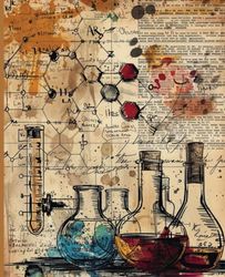 Vintage Chemistry Lab Composition Notebook: Wide Ruled