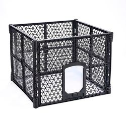 Lanco - Gabbia in plastica a 4 pannelli con porta. Facile montaggio e trasferimento. Resistente. Per Interni ed Esterni. Misure: 4 Pannelli da 90 x 90 x 67 cm.